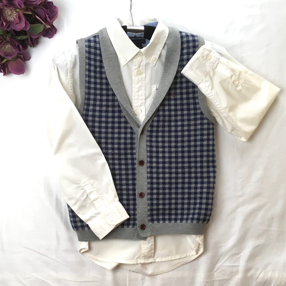 2 Items: Tommy Hilfiger Shirts, Plaid Vest for Boy